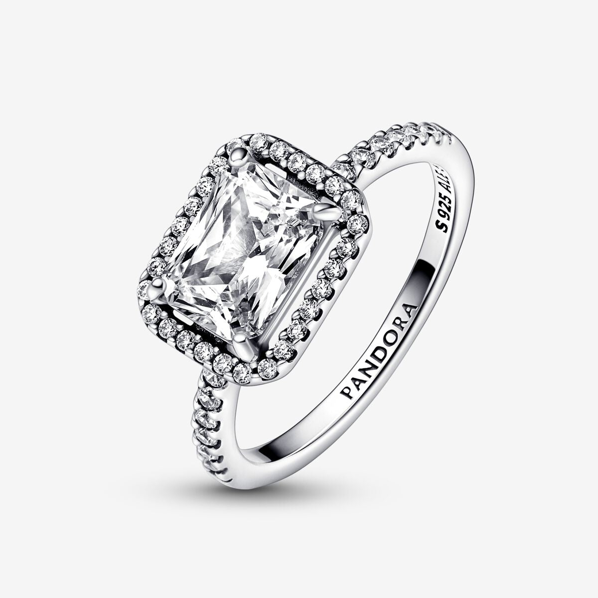 Rectangular Sparkling Halo Ring