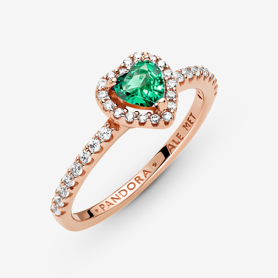 Elevated Green Heart Ring