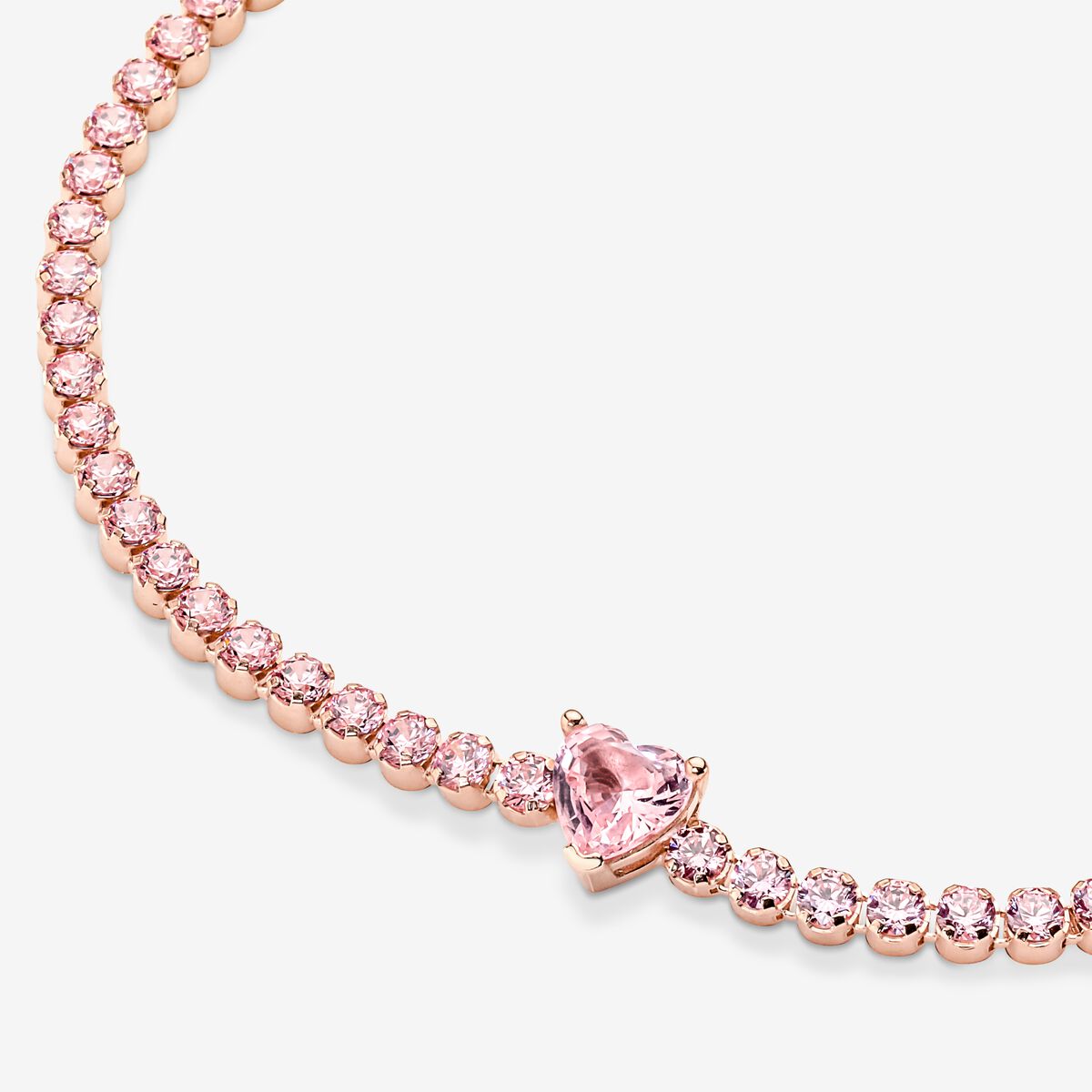 Pink Sparkling Heart Tennis Bracelet