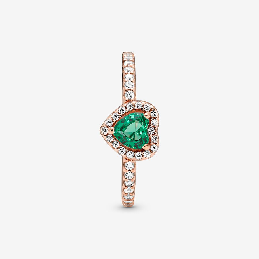 Elevated Green Heart Ring