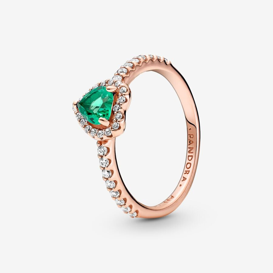 Elevated Green Heart Ring